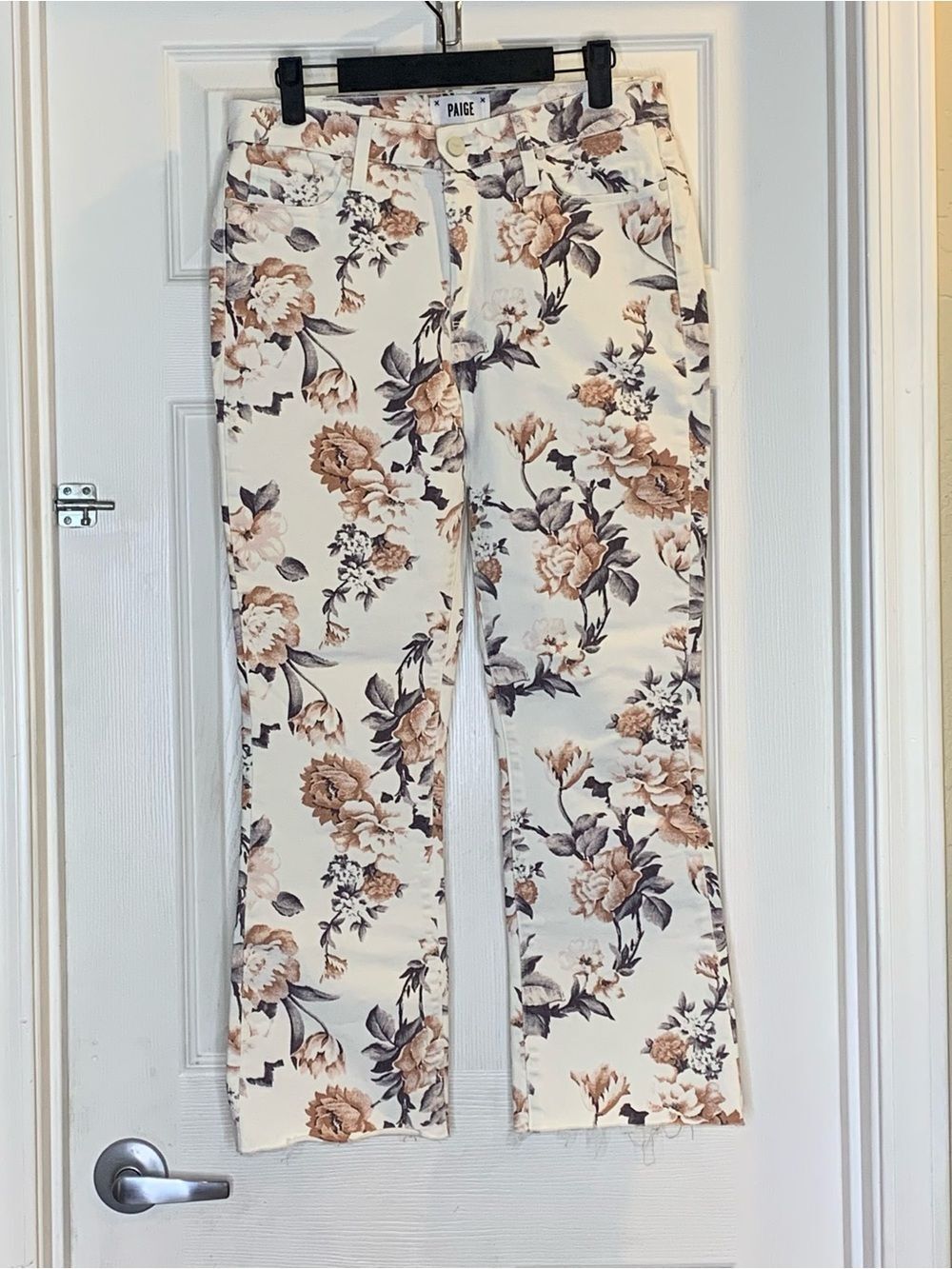 Paige Colette Crop Flare Floral Jeans Size 28